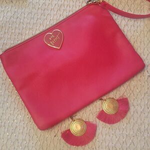 Betsey Johnson Hot Pink Wristlet and Earrings 💗Bundle